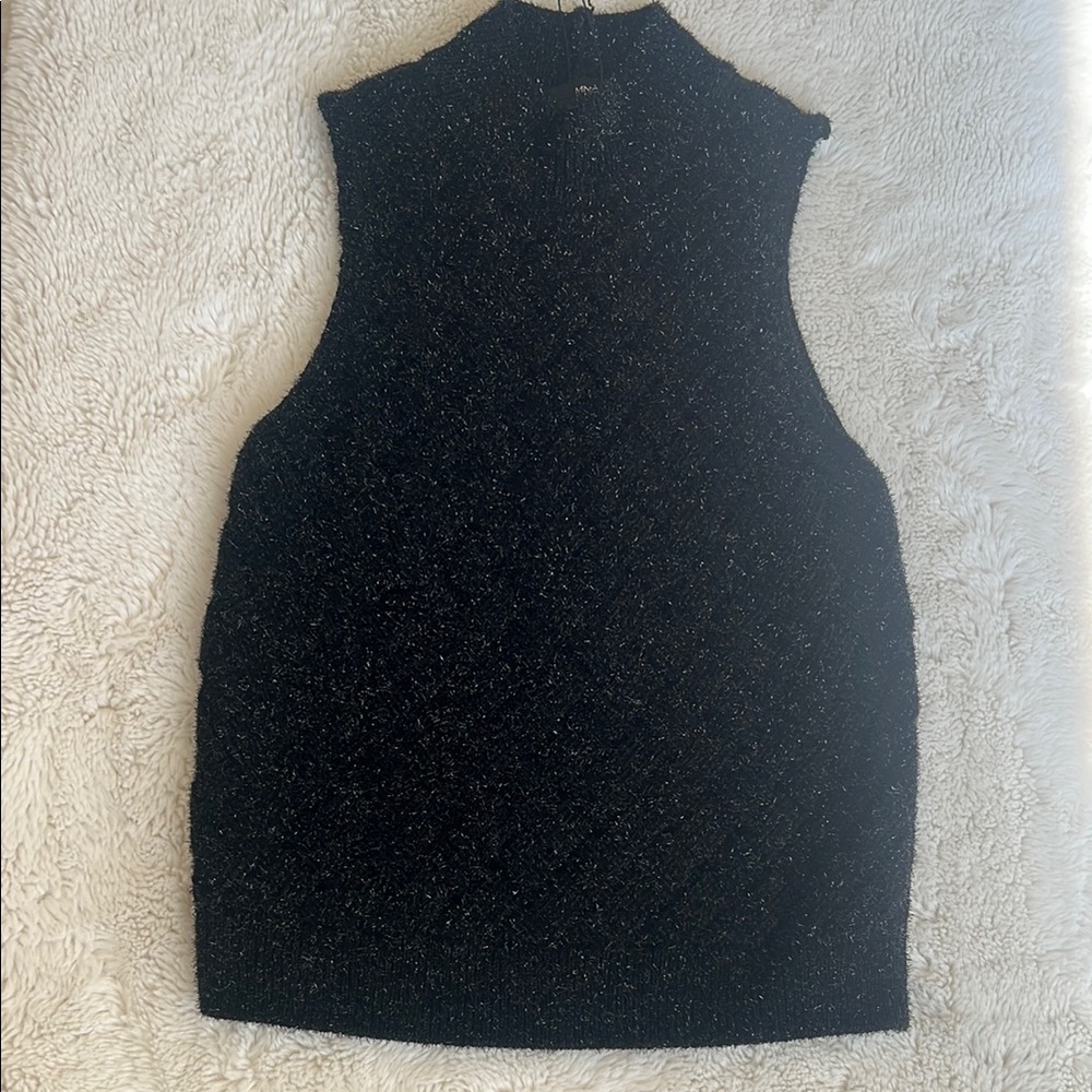Mango Textured Black Knit Top